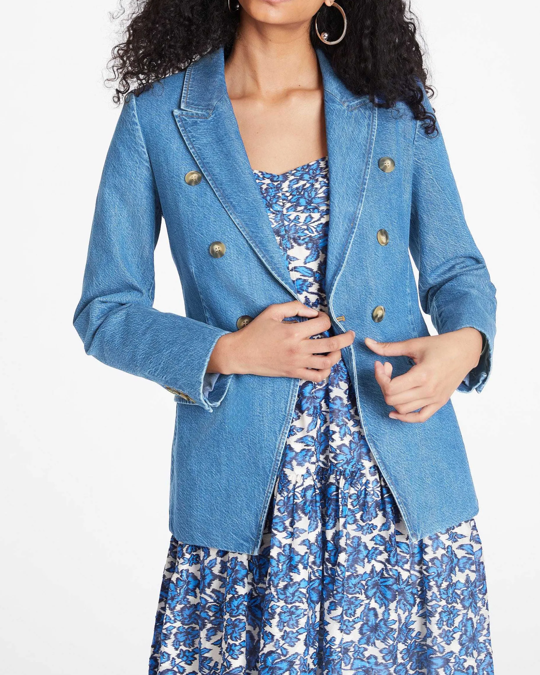 Tanya Taylor Michelle Denim Blazer Outlet
