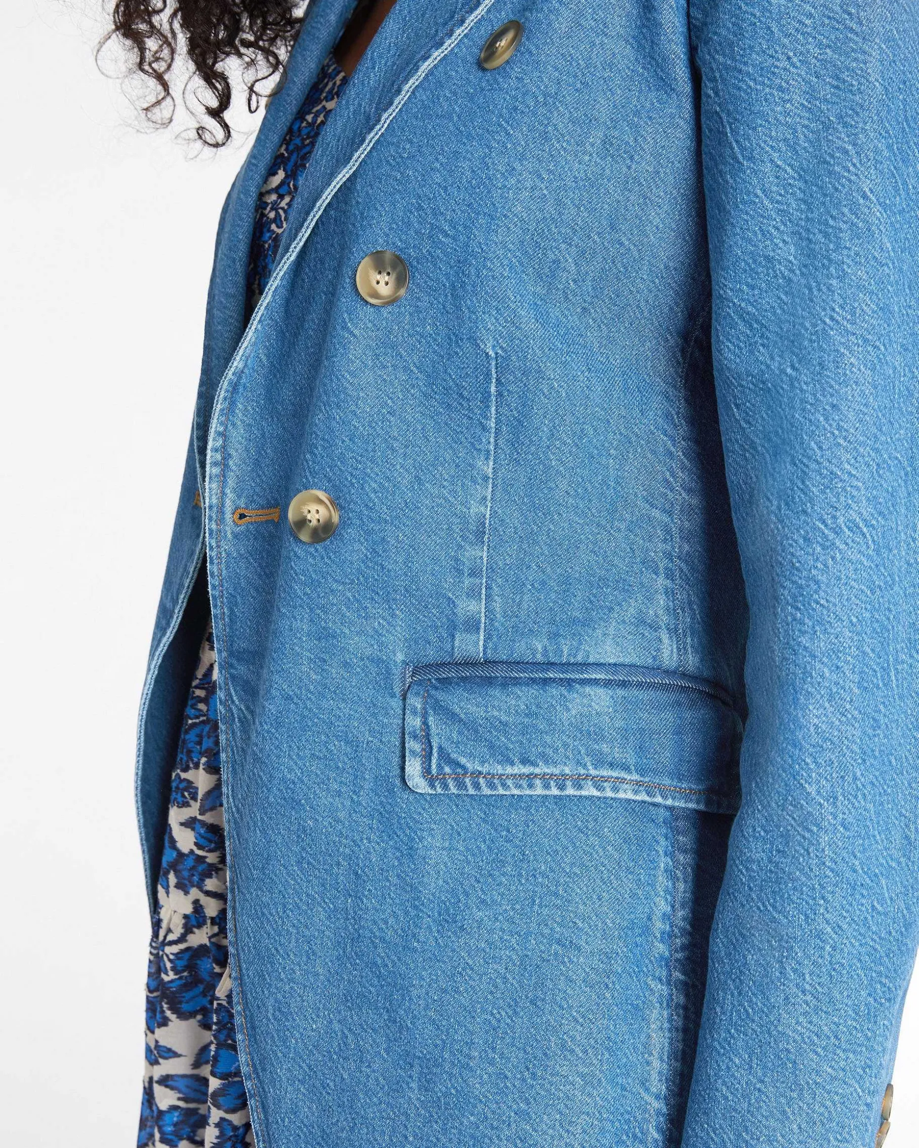 Tanya Taylor Michelle Denim Blazer Outlet