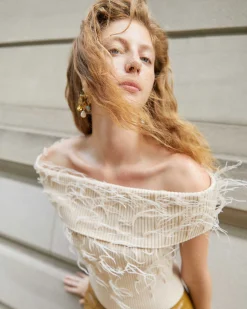 Tanya Taylor Mindy Feather Knit Top Outlet
