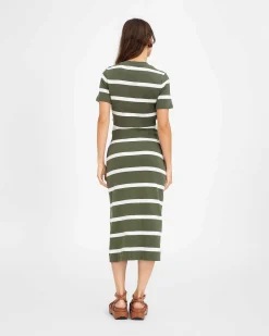 Tanya Taylor Short Sleeve Striped Cody Dress Clearance