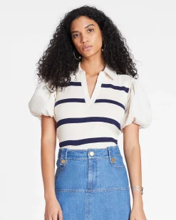 Tanya Taylor Striped Tory Top Hot